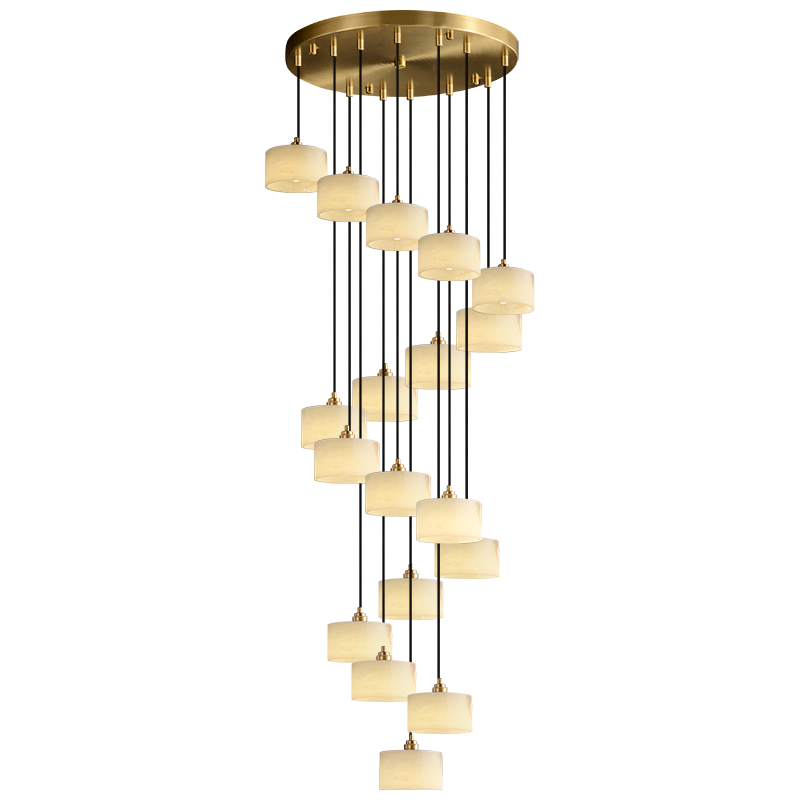 Modern design lighting fixture hanging pendant lamp marble alabaster long staircase chandelier